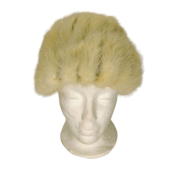 Vintage 50s Deborah Exclusive Beige Genuine Mink Fur Hat Fuzzy Winter Cap - Picture 8 of 11